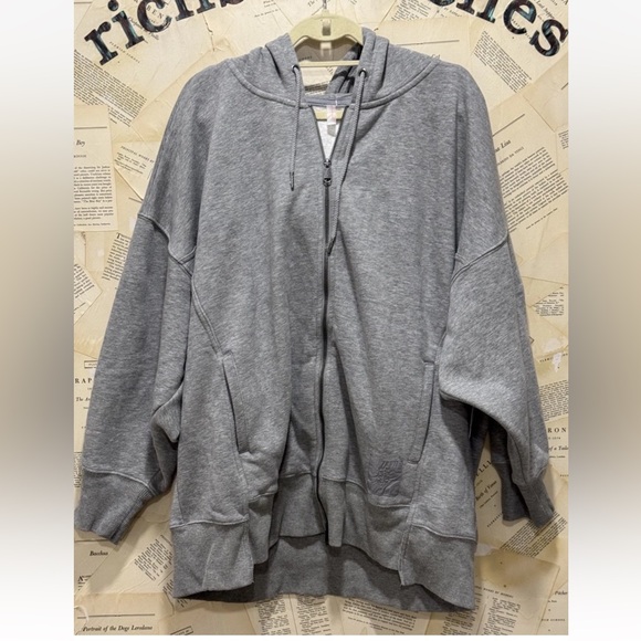 Free People Sprint To The Finish Zip Up Hoodie Ribbed Hem Pockets Slouchy - Picture 7 of 8